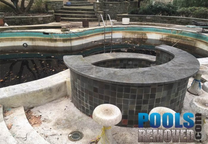 Old In-Ground Pool- North Bethesda Maryland Swimming Pool Removal